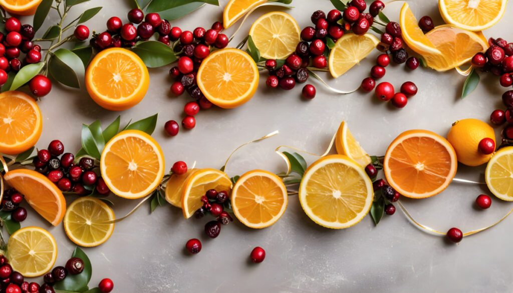 AI generated citrus fruit and cranberry garland